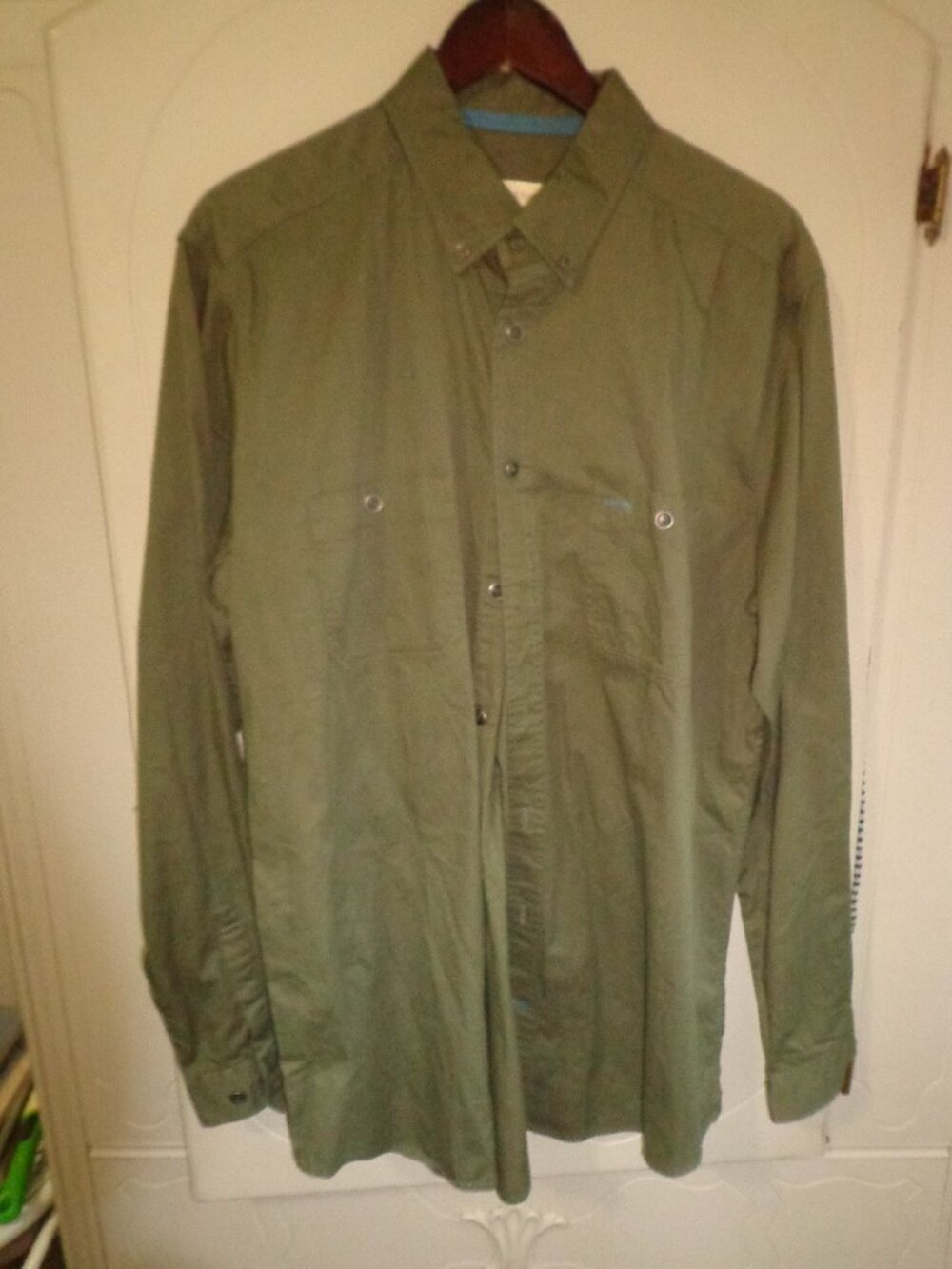 THE TERRITORY AHEAD Button Down Shirt Men's LT 100% Cotton Olive/Pine